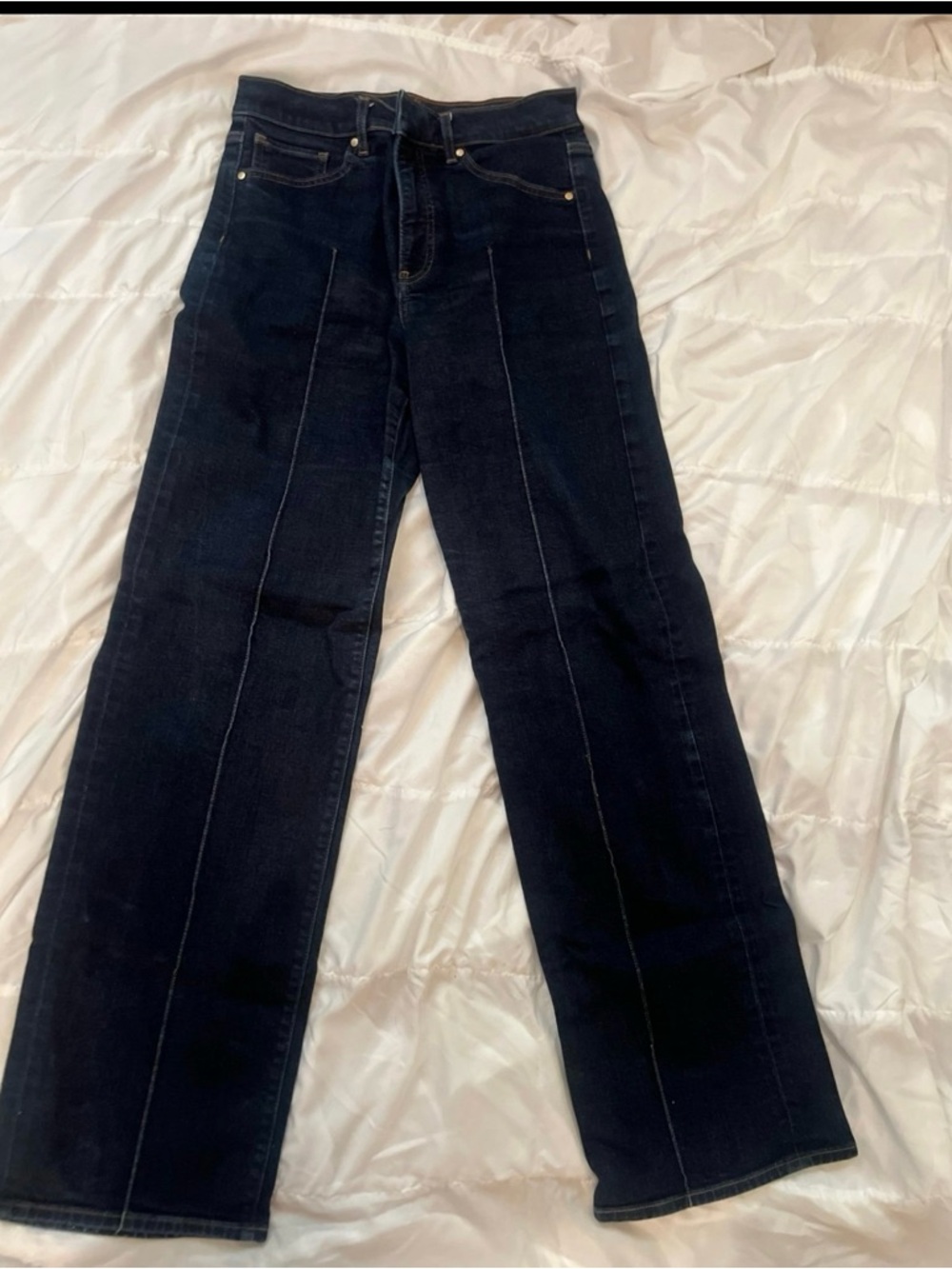 Express Women's Dark Blue Wide-Leg Jeans